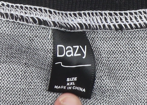 Dazy Women Grey Check Short Sleeve T-Shirt Dress 2XL