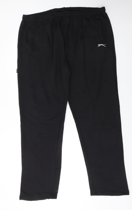 Slazenger Mens Black XXL Jogger Sweatpants Cotton Blend Relaxed Fit