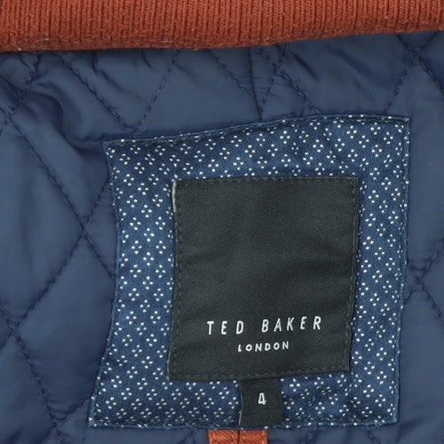 Ted Baker Men's Brown L Hooded Cotton Parka Coat with Faux Fur Trim