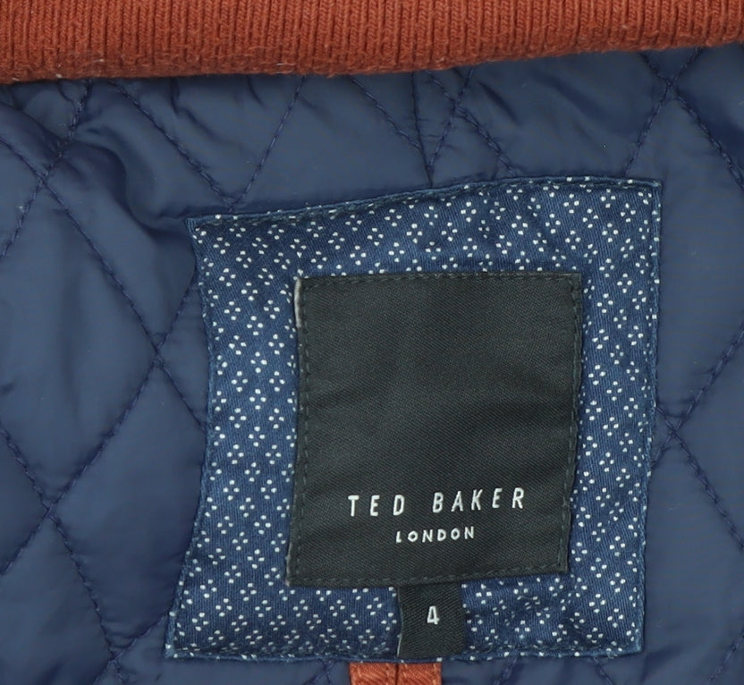 Ted Baker Men's Brown L Hooded Cotton Parka Coat with Faux Fur Trim