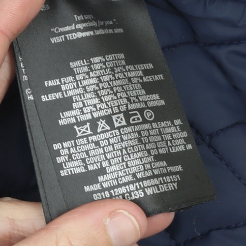 Ted Baker Men's Brown L Hooded Cotton Parka Coat with Faux Fur Trim