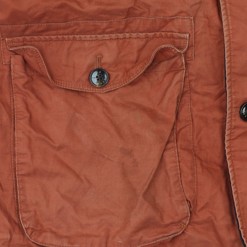 Ted Baker Men's Brown L Hooded Cotton Parka Coat with Faux Fur Trim