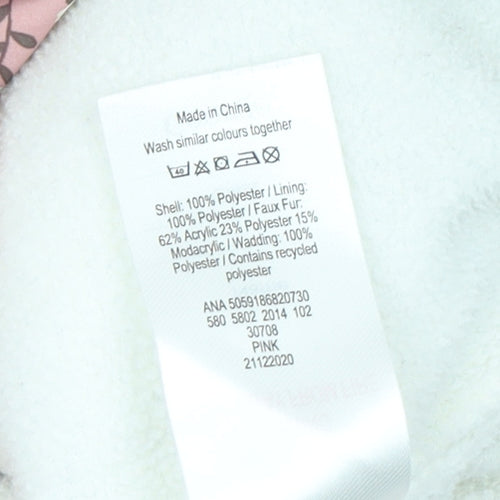 George Girls Pink Floral Hooded Puffer Coat 2-3 Years - Lined Winter Jacket