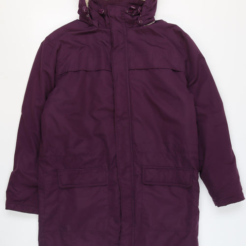 Cotton Traders Men's Purple Parka Coat M Hooded Lined Winter Jacket