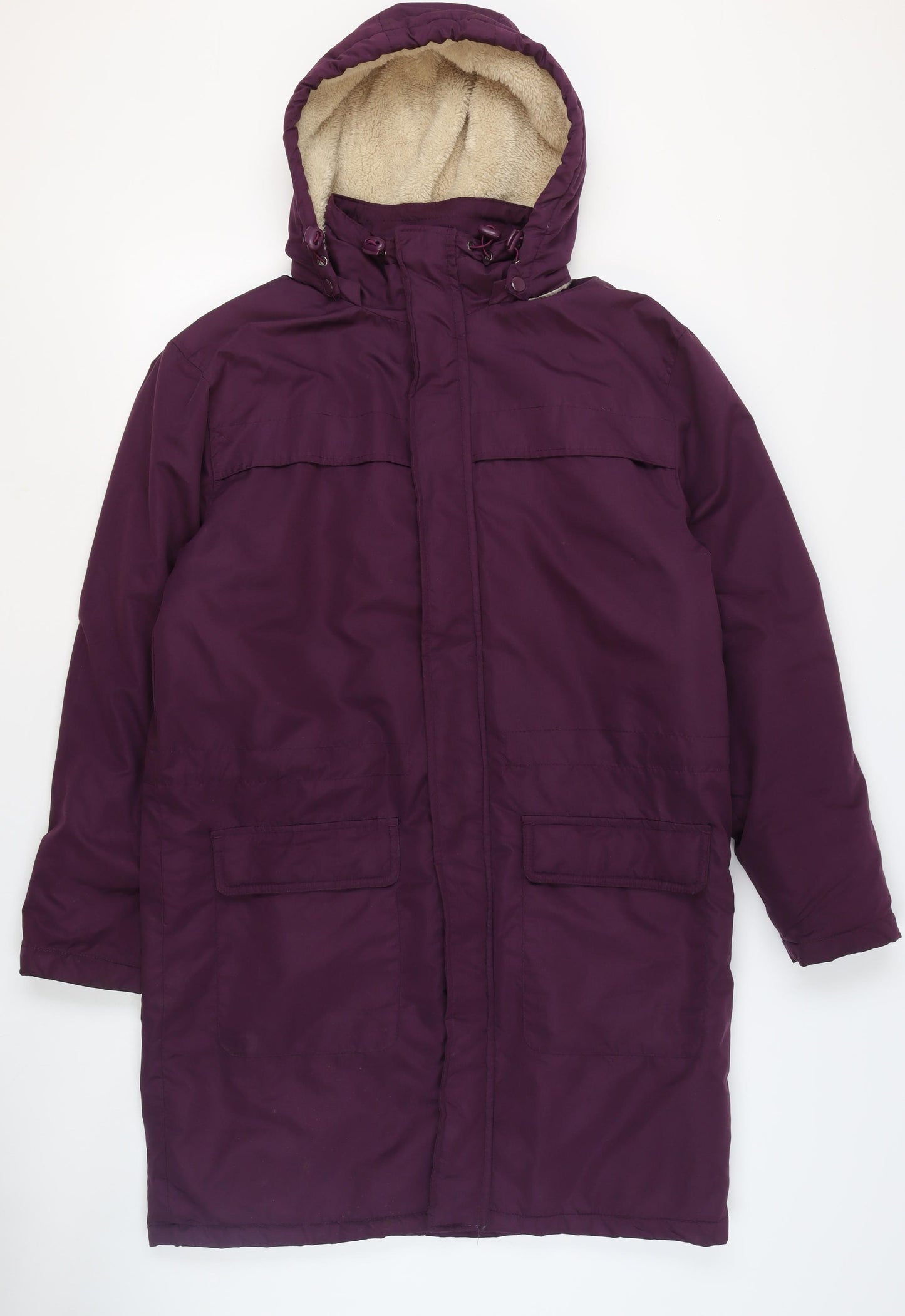 Cotton Traders Men's Purple Parka Coat M Hooded Lined Winter Jacket