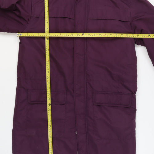 Cotton Traders Men's Purple Parka Coat M Hooded Lined Winter Jacket