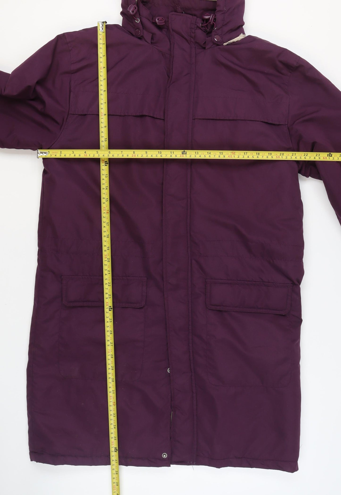 Cotton Traders Men's Purple Parka Coat M Hooded Lined Winter Jacket