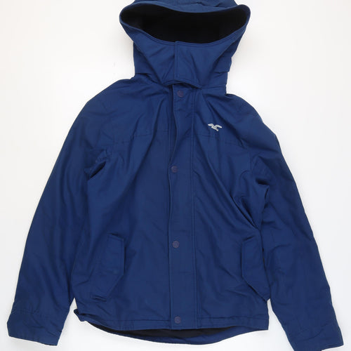 Hollister Men's Blue L All-Weather Hooded Waterproof Jacket
