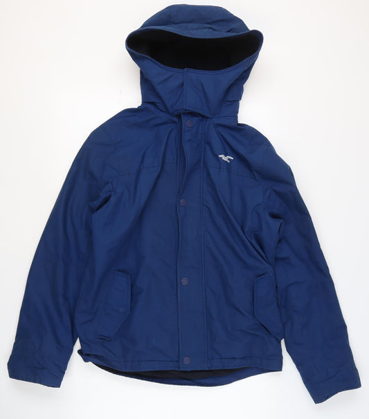 Hollister Men's Blue L All-Weather Hooded Waterproof Jacket