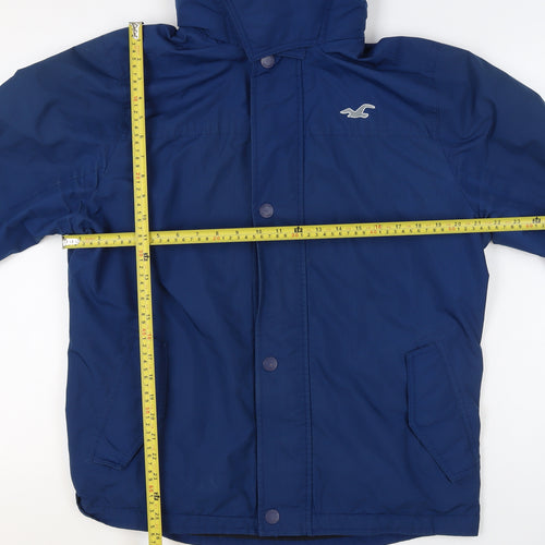 Hollister Men's Blue L All-Weather Hooded Waterproof Jacket