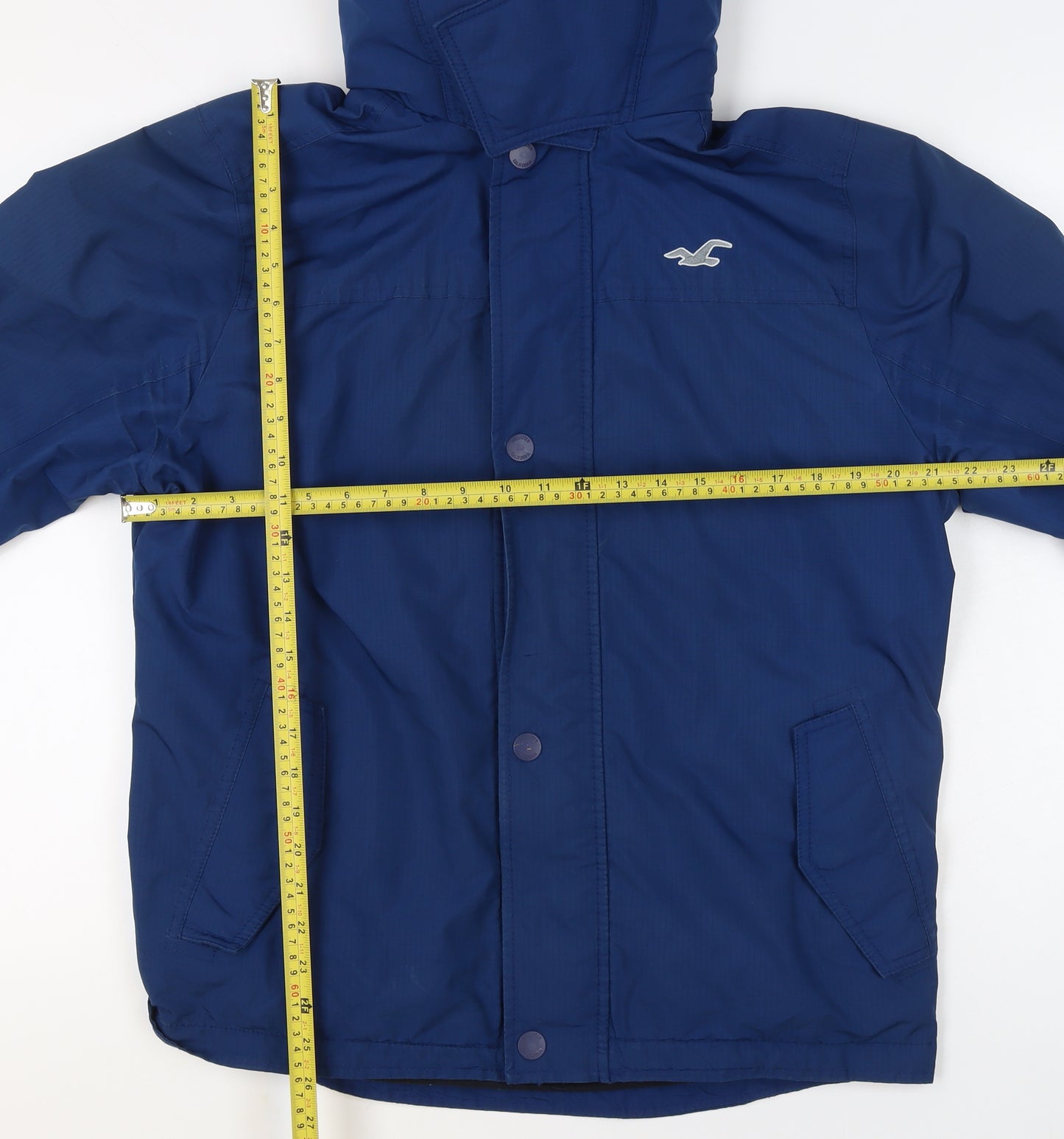 Hollister Men's Blue L All-Weather Hooded Waterproof Jacket