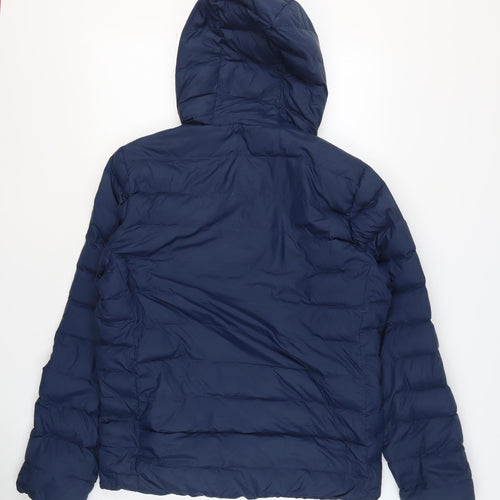 Hollister Mens Blue Hooded Down Puffer Jacket L Winter Warm