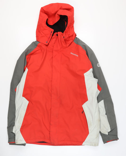 Rossignol Men's Red Grey XL Hooded Ski Jacket Waterproof Lined