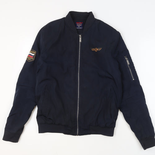 Soviet Men's Blue Bomber Jacket S Embroidered Military Style