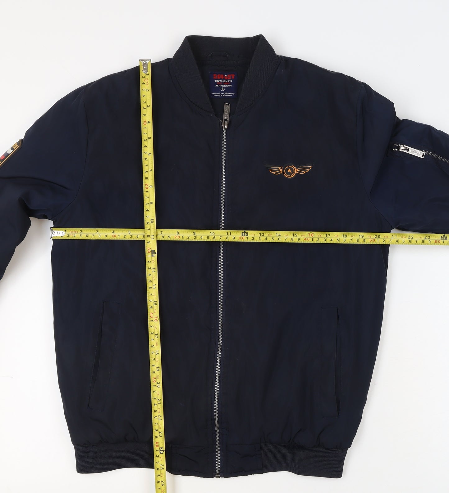 Soviet Men's Blue Bomber Jacket S Embroidered Military Style