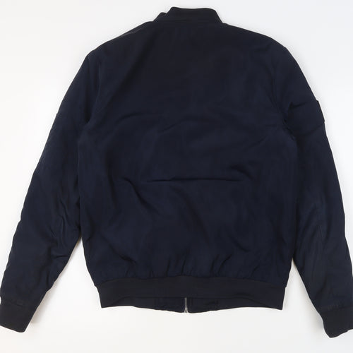 Soviet Men's Blue Bomber Jacket S Embroidered Military Style