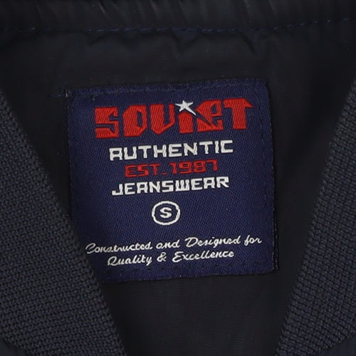 Soviet Men's Blue Bomber Jacket S Embroidered Military Style