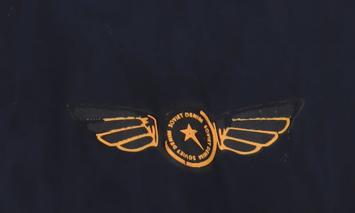 Soviet Men's Blue Bomber Jacket S Embroidered Military Style