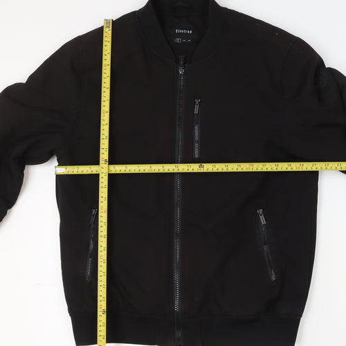 Firetrap Men's Black Bomber Jacket Size L Full Zip Softshell