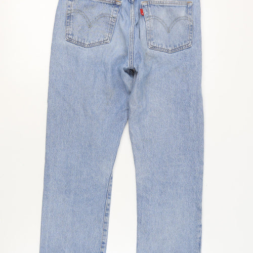 Levi's Premium Men's Blue Light Wash Distressed Straight Jeans W27 L28