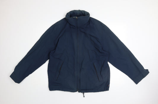 JEFF&CO Men Blue S Basic Jacket Full Zip Lined Cotton Nylon