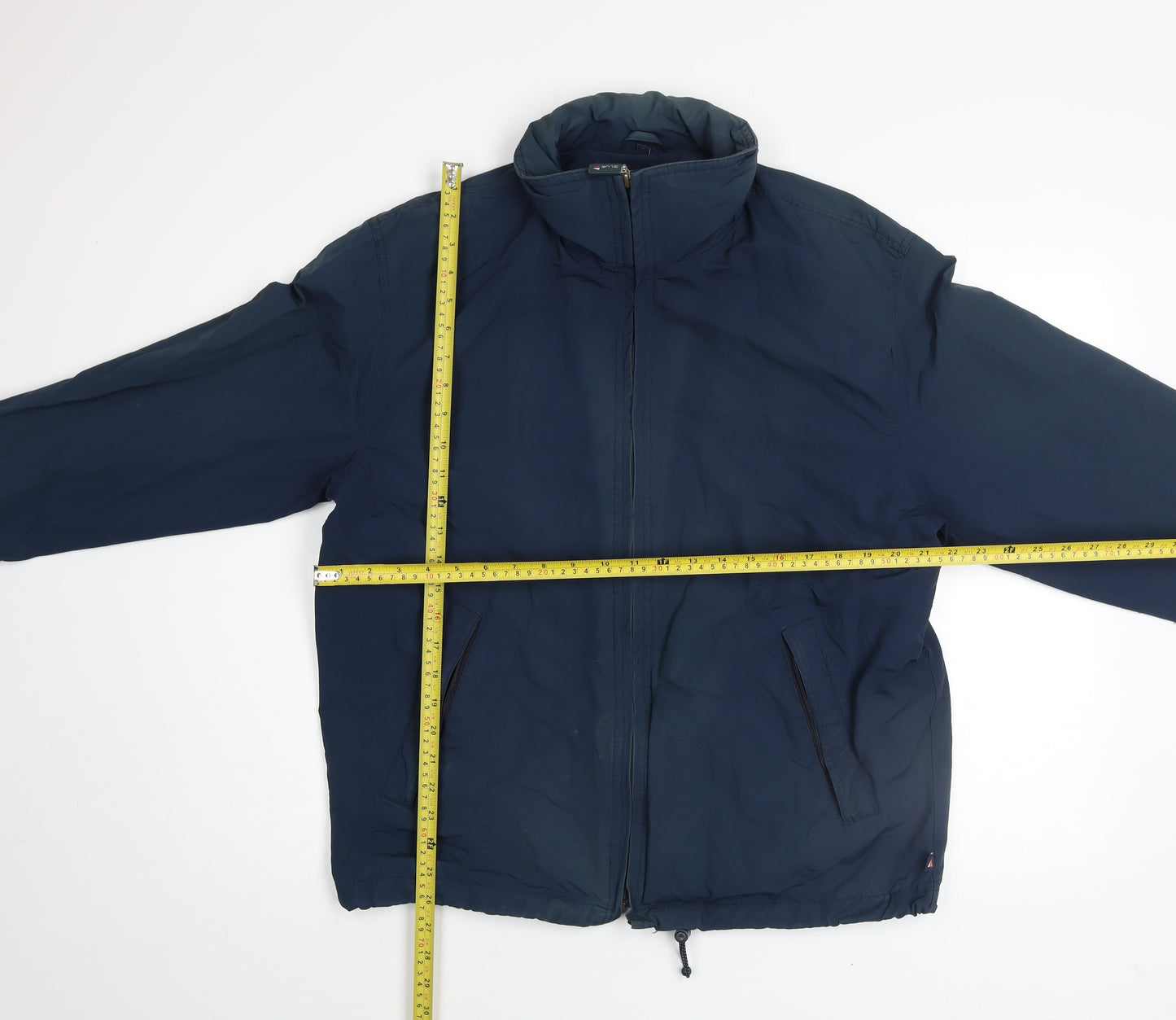 JEFF&CO Men Blue S Basic Jacket Full Zip Lined Cotton Nylon