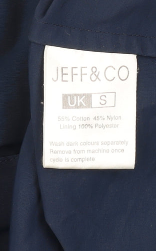 JEFF&CO Men Blue S Basic Jacket Full Zip Lined Cotton Nylon