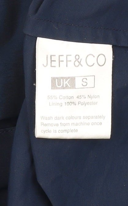 JEFF&CO Men Blue S Basic Jacket Full Zip Lined Cotton Nylon