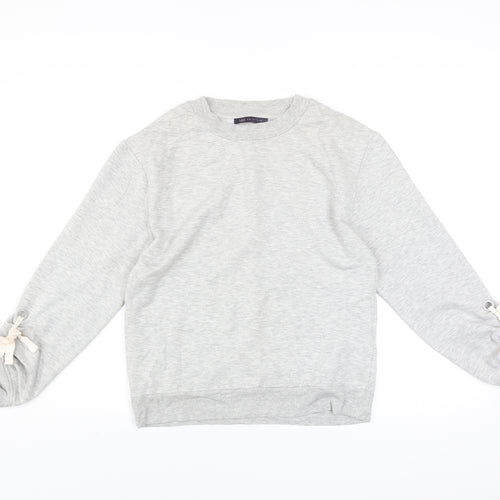 Marks and Spencer Women's Grey Marl Tie Sleeve Sweatshirt UK 8