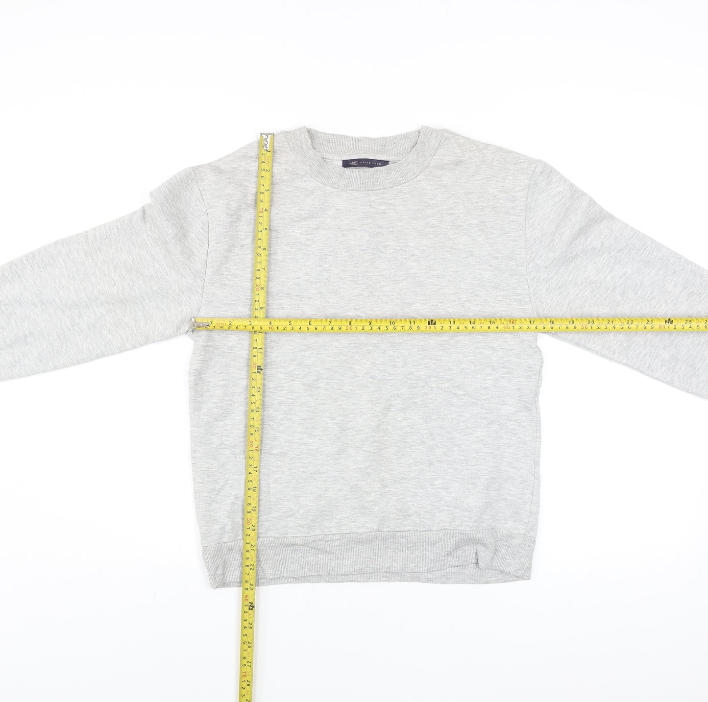Marks and Spencer Women's Grey Marl Tie Sleeve Sweatshirt UK 8