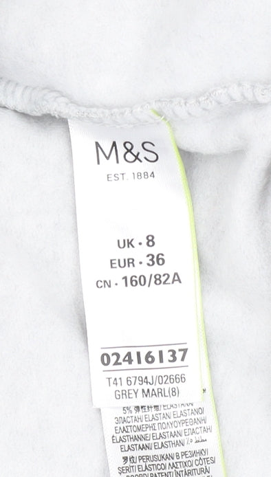 Marks and Spencer Women's Grey Marl Tie Sleeve Sweatshirt UK 8