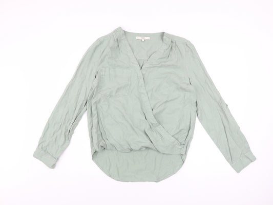 Next Women’s Green Wrap Lyocell Long Sleeve Blouse Size 12