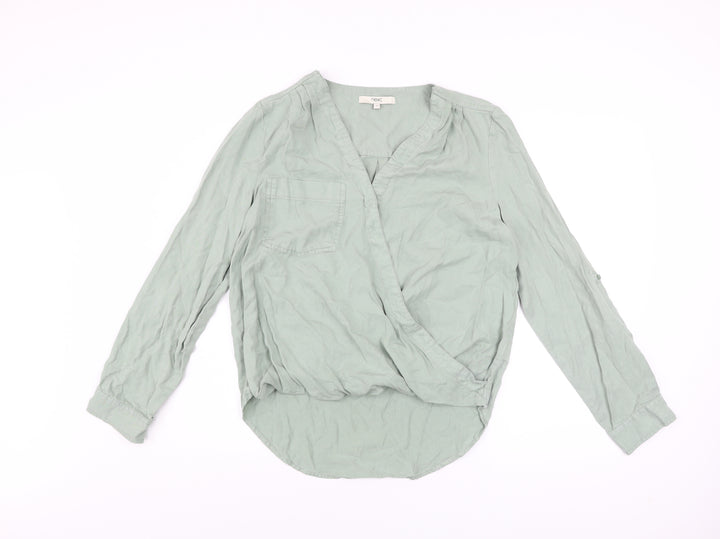 Next Women’s Green Wrap Lyocell Long Sleeve Blouse Size 12