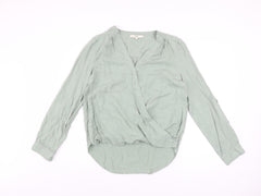 Next Women’s Green Wrap Lyocell Long Sleeve Blouse Size 12