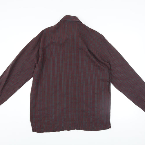 Teddy Smith Men's Brown Check Long Sleeve Button-Up Shirt Size M