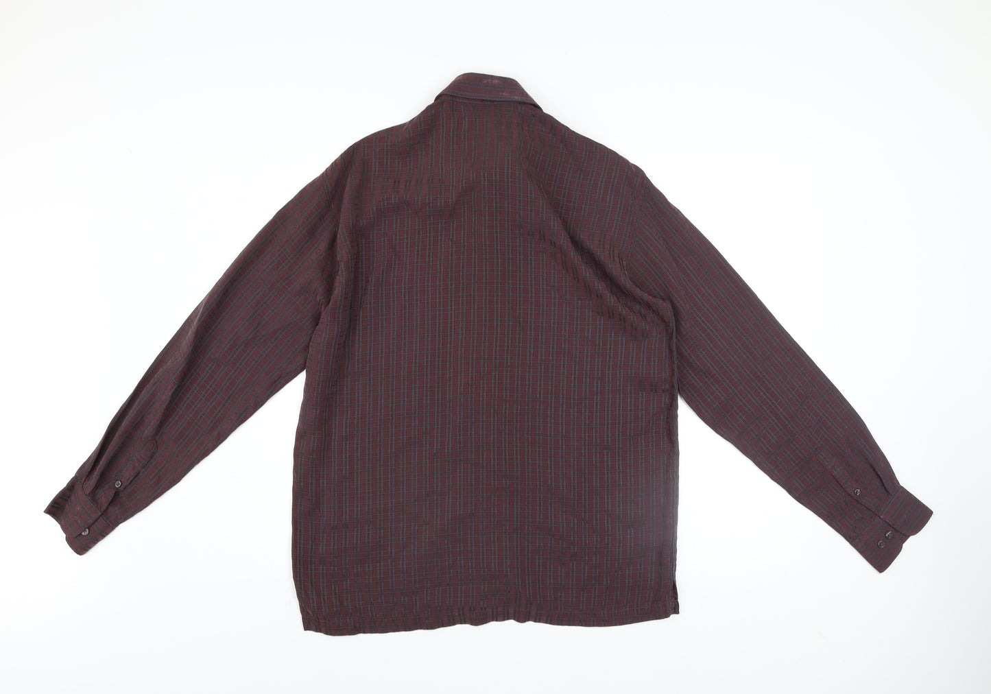 Teddy Smith Men's Brown Check Long Sleeve Button-Up Shirt Size M