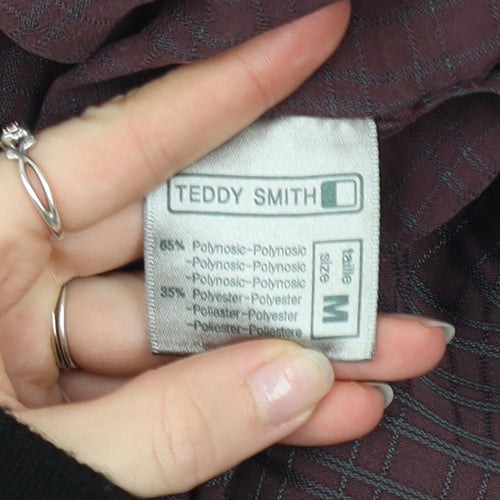 Teddy Smith Men's Brown Check Long Sleeve Button-Up Shirt Size M