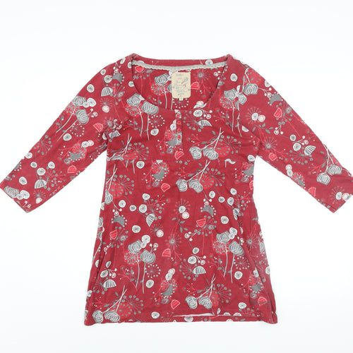 Faithful and True Women’s Red Floral Shift Dress Size 12 3/4 Sleeve Cotton