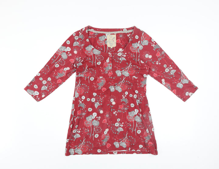 Faithful and True Women’s Red Floral Shift Dress Size 12 3/4 Sleeve Cotton