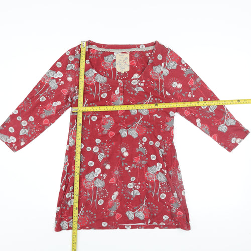 Faithful and True Women’s Red Floral Shift Dress Size 12 3/4 Sleeve Cotton