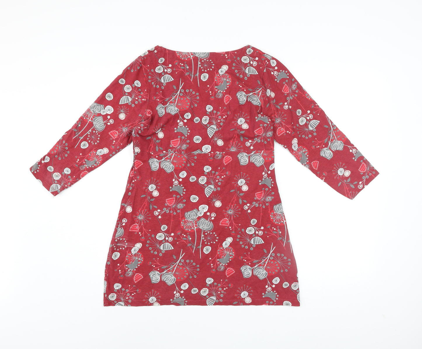 Faithful and True Women’s Red Floral Shift Dress Size 12 3/4 Sleeve Cotton