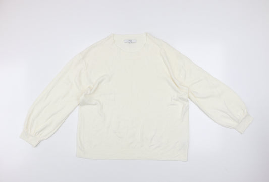 Next Women’s Ivory Acrylic Crew Neck Long Sleeve Pullover Jumper Size L