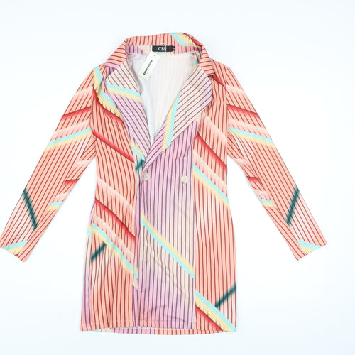CBR Women's Multicoloured Striped Long Sleeve Blazer Size S