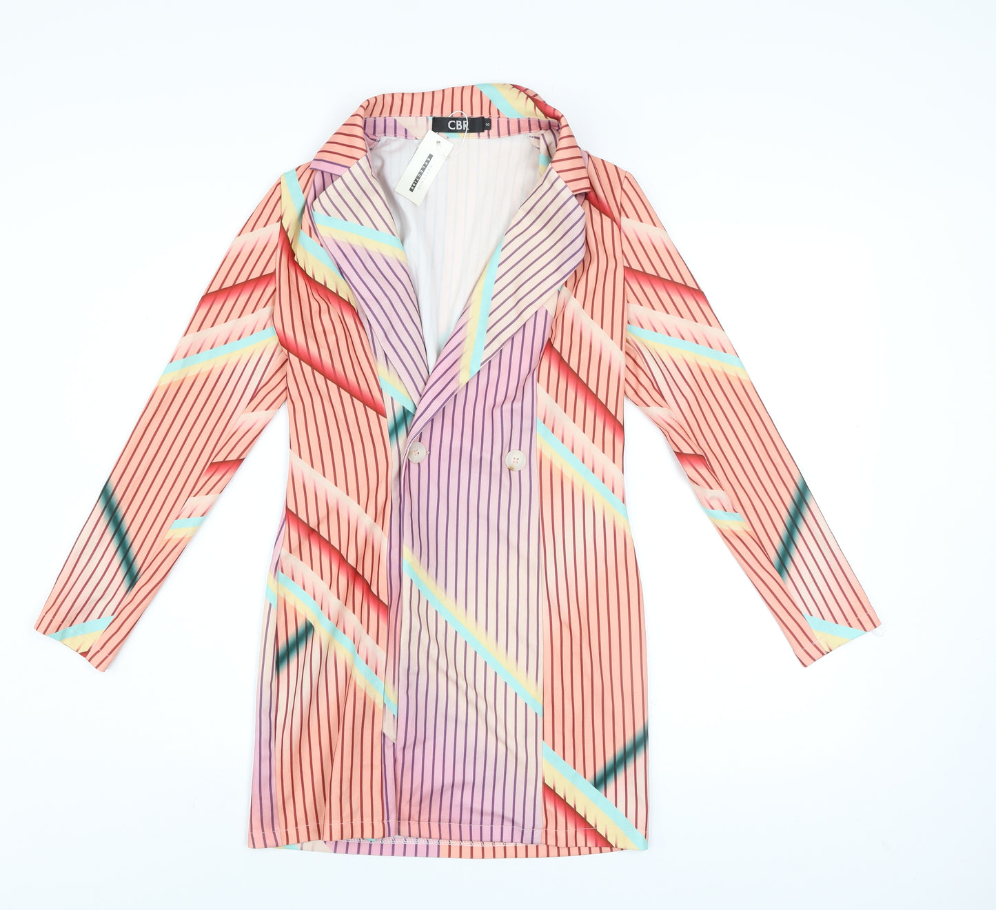 CBR Women's Multicoloured Striped Long Sleeve Blazer Size S