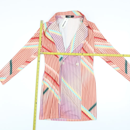 CBR Women's Multicoloured Striped Long Sleeve Blazer Size S