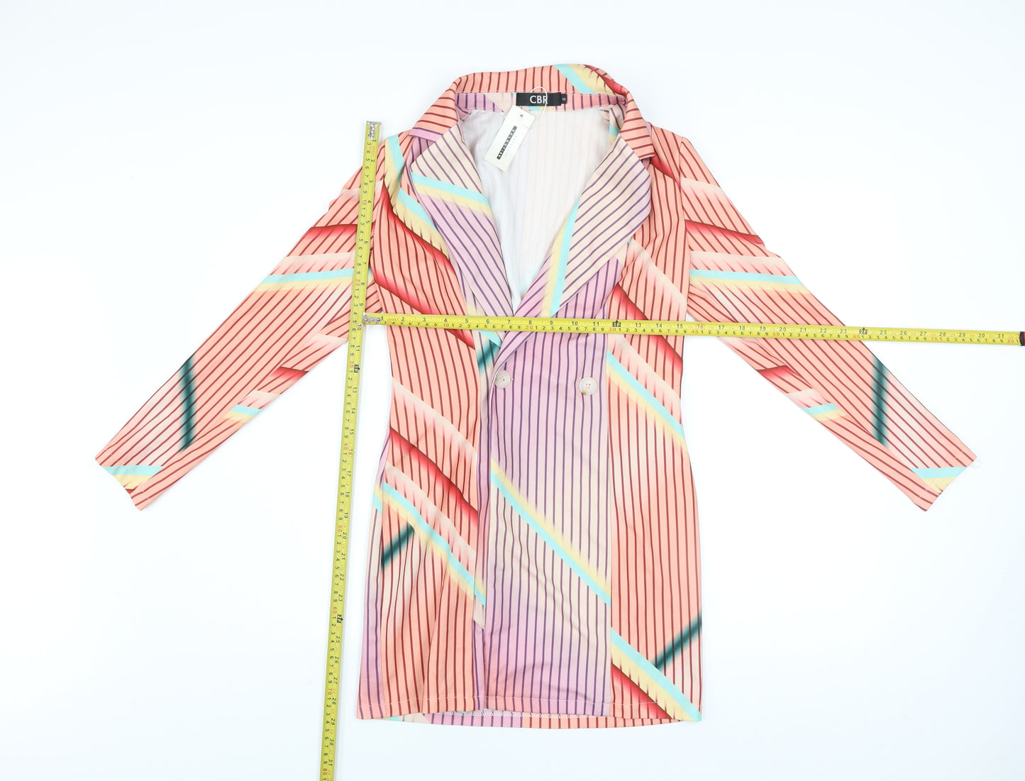 CBR Women's Multicoloured Striped Long Sleeve Blazer Size S