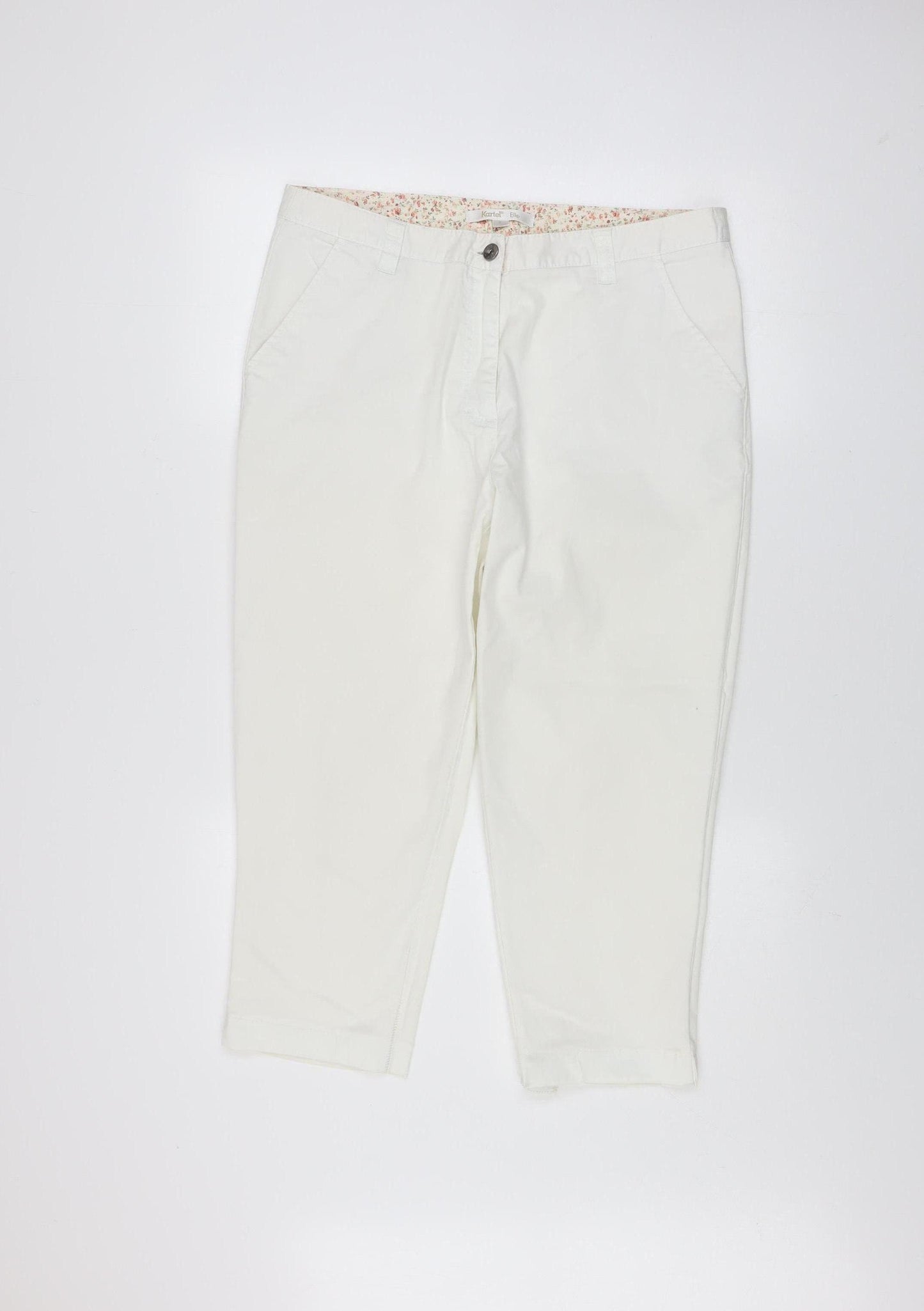 Kartel Women’s Ivory Chino Trousers L Cotton Twill Straight Leg
