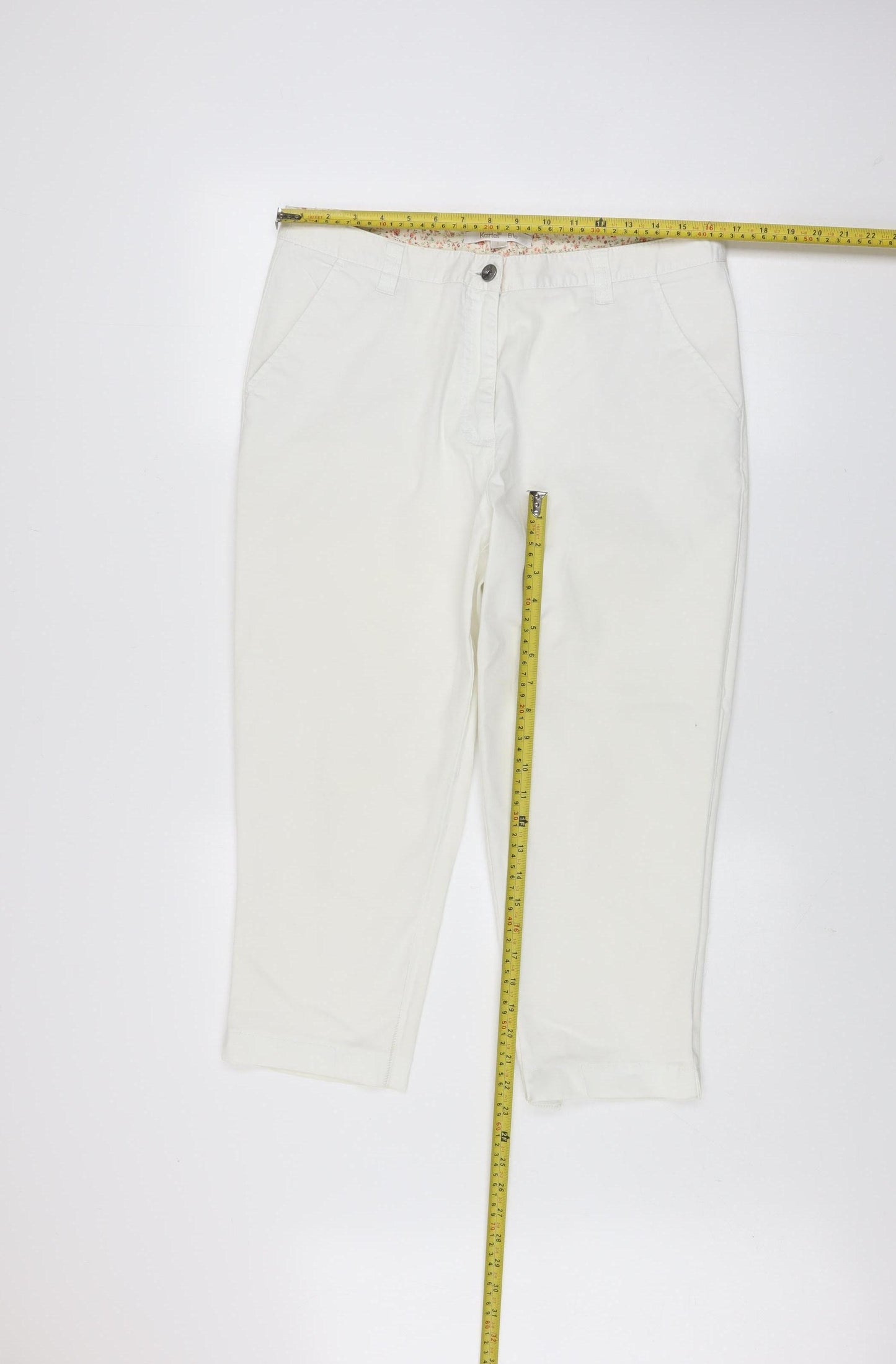 Kartel Women’s Ivory Chino Trousers L Cotton Twill Straight Leg
