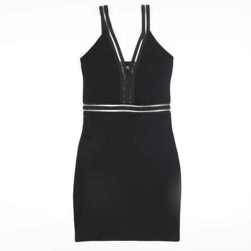 I-X London Women’s Black Size 8 Bodycon V-Neck Sleeveless Dress