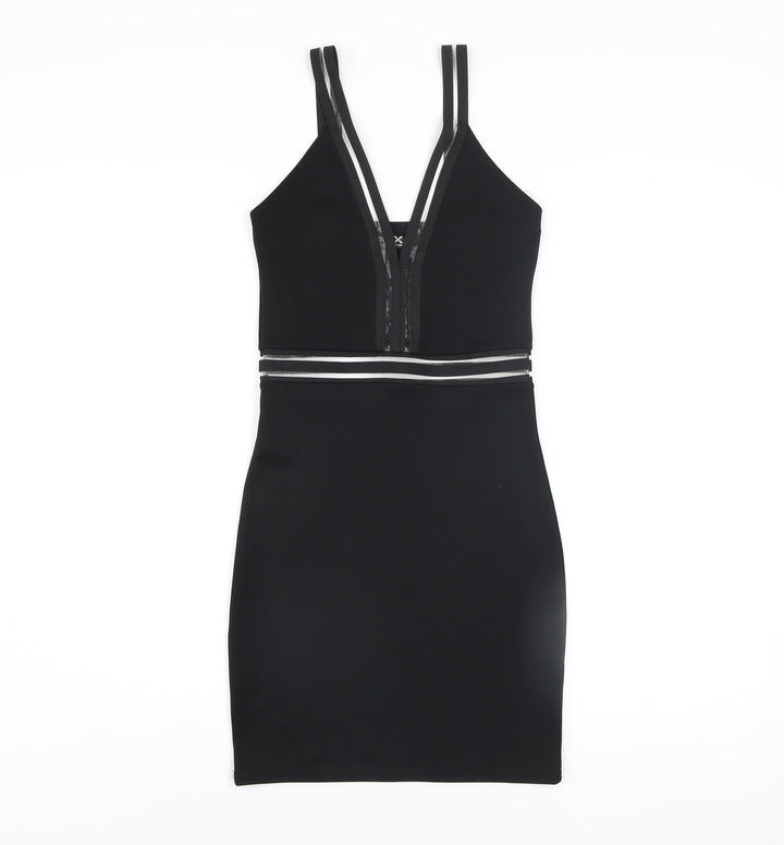 I-X London Women’s Black Size 8 Bodycon V-Neck Sleeveless Dress